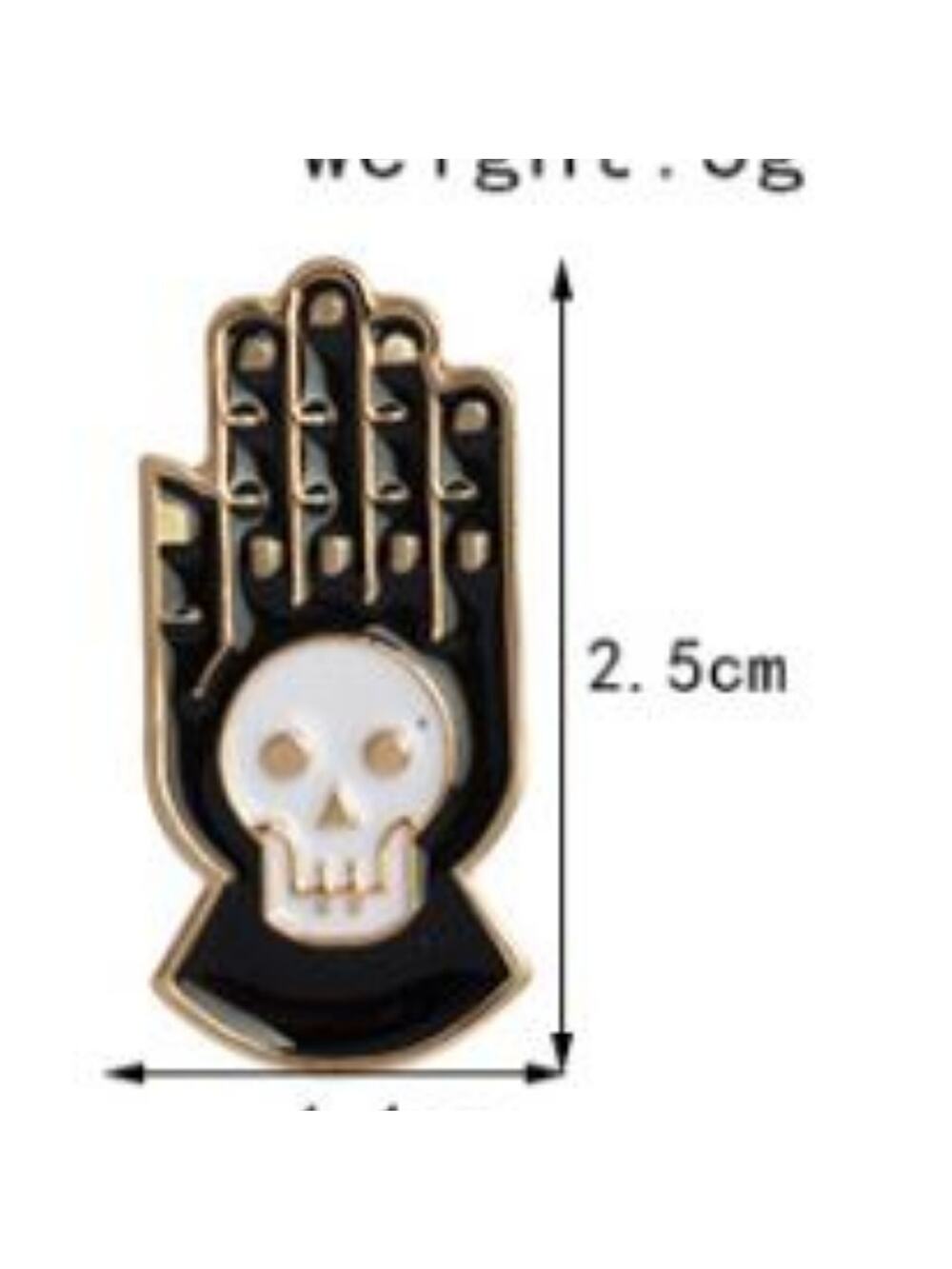 Black Hand White Skull Pin Brooch